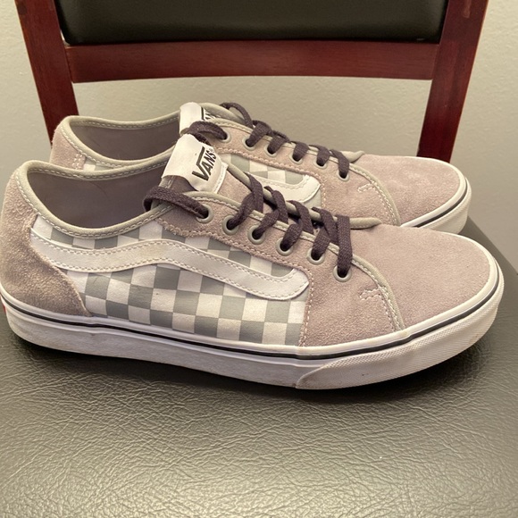 Vans Old Skool Checkerboard Sneakers Men’s Size 9 Women's Size 10.5 Gray - Picture 3 of 5